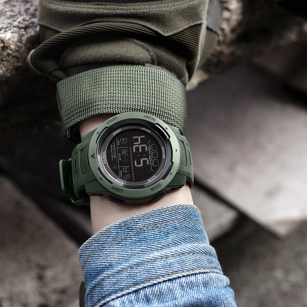 SMAEL montres numériques Sport montres LED hommes 50m étanche Sport montre numérique lumière chronomètre 8105 montre militaire hommes – Image 6