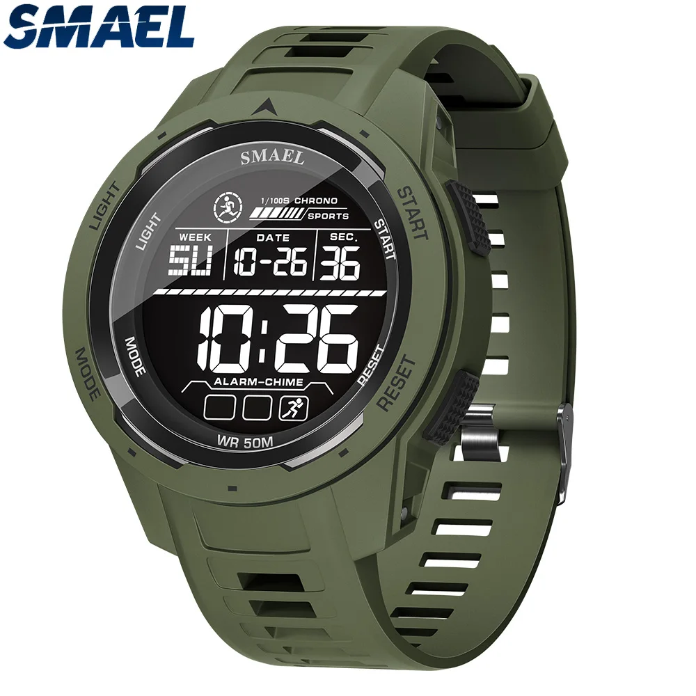 SMAEL montres numériques Sport montres LED hommes 50m étanche Sport montre numérique lumière chronomètre 8105 montre militaire hommes